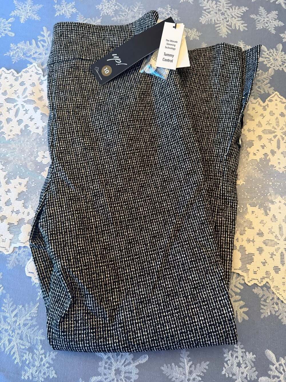 Up! Pant Lurex side vent buttons black silver gold Straight Tweed Pant, Twill, S